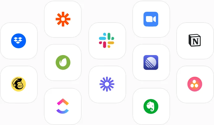 Zendesk, Dropbox, Zapier, Slack, Zoom, Notion, Mailchimp, ClickUp, Evernote, Asana, monday.com and more